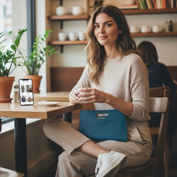 Michael Kors Tilda XL Teal Clutch - Picture 6 of 17